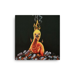 Canvas Print - Renewal - Phoenix in the Embers - Fire Bird