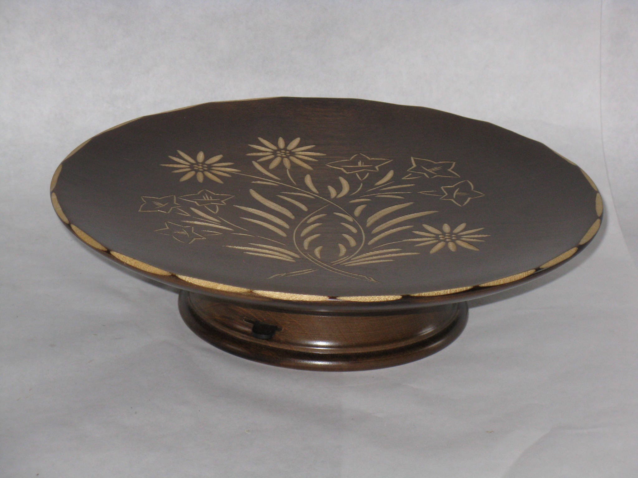 Vintage musical lazy susan cake stand wood Switzerland Gipsy Etsy