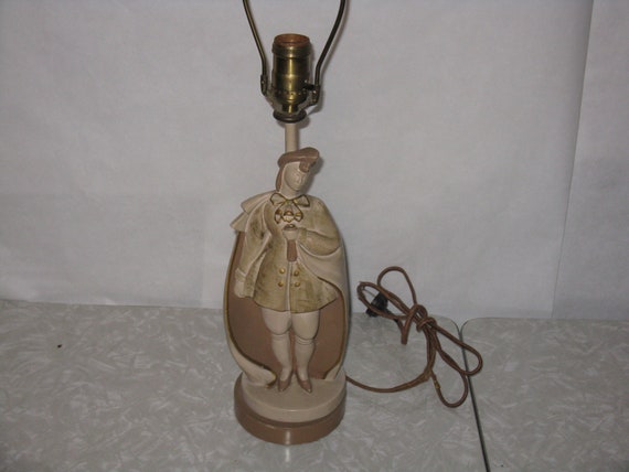 Vintage Plaster Art Lamp Signed Kupur Table Accent