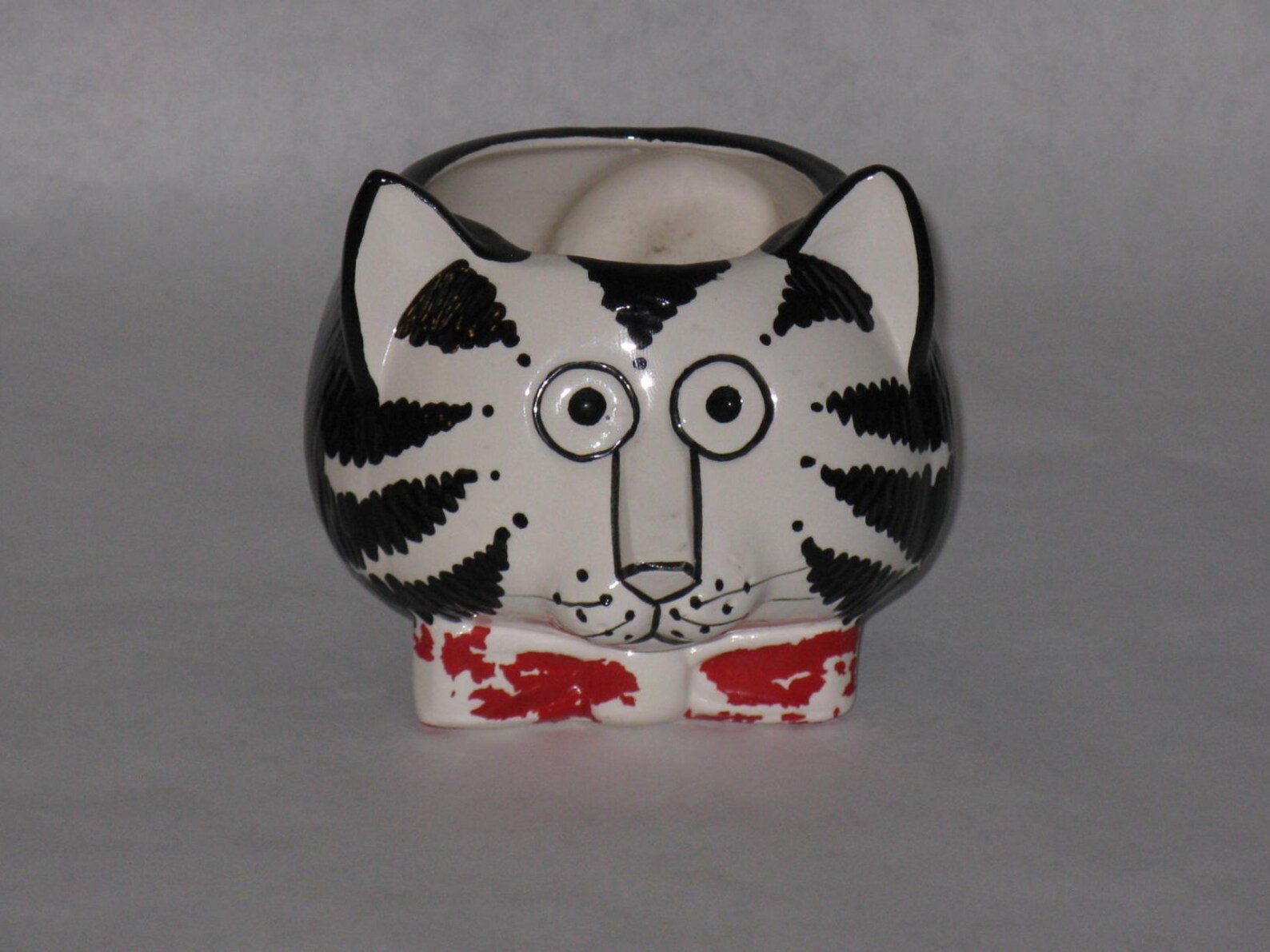 Vintage B Kliban cat sugar bowl creamer set black white red Etsy