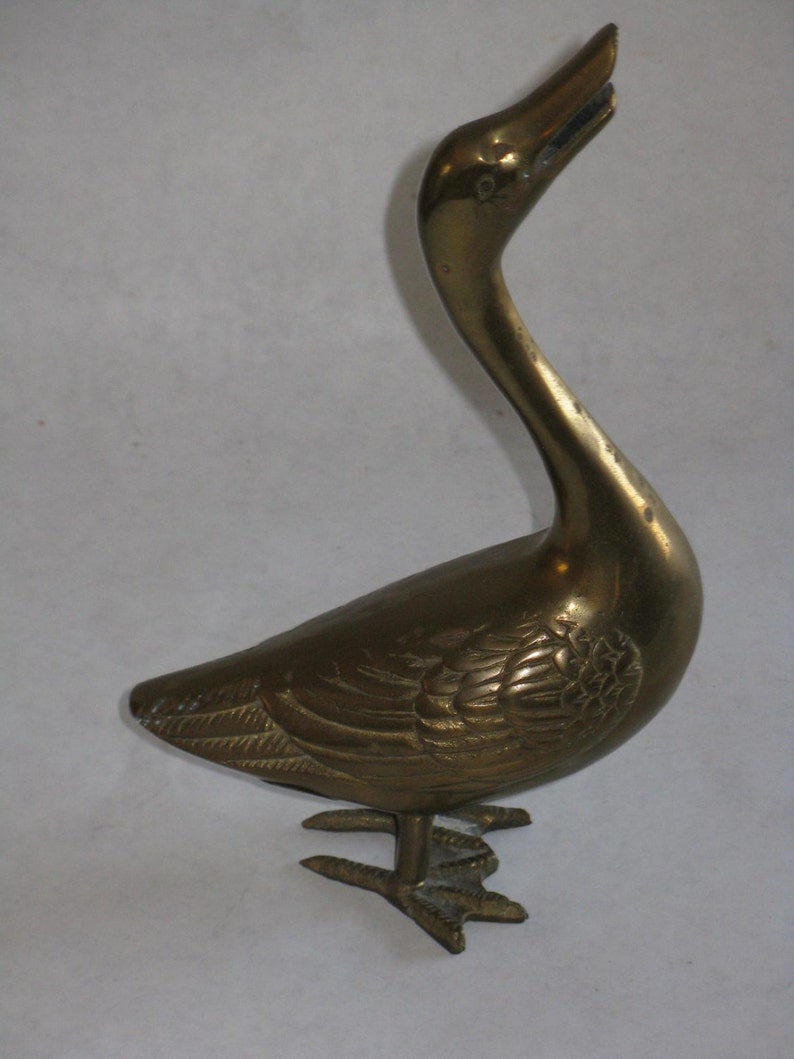 Vintage pair solid brass geese figurines male female Etsy
