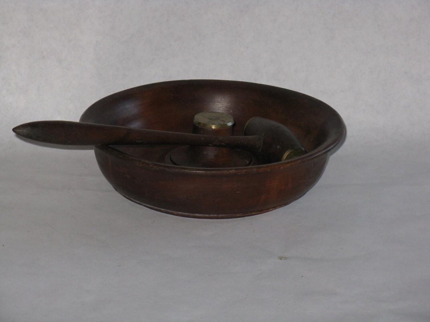 Vintage wood nut bowl with mallet style nutcracker hammer Etsy