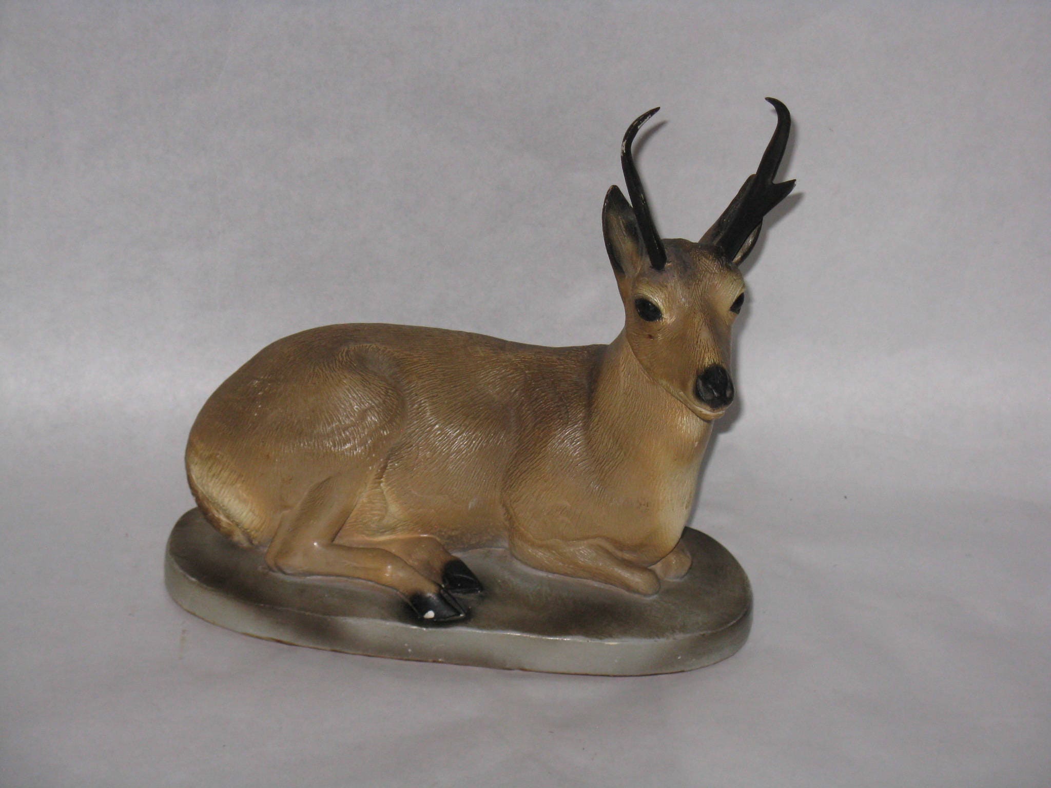 Vintage plaster deer bank large figurine ceramic has damage Etsy