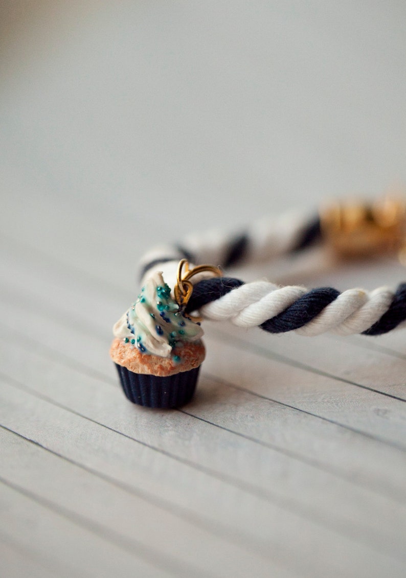 Download Navy Blue Cupcake Bracelet/ rope jewelry / food jewelry / | Etsy