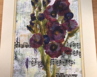 Floral Mixed Media Painting