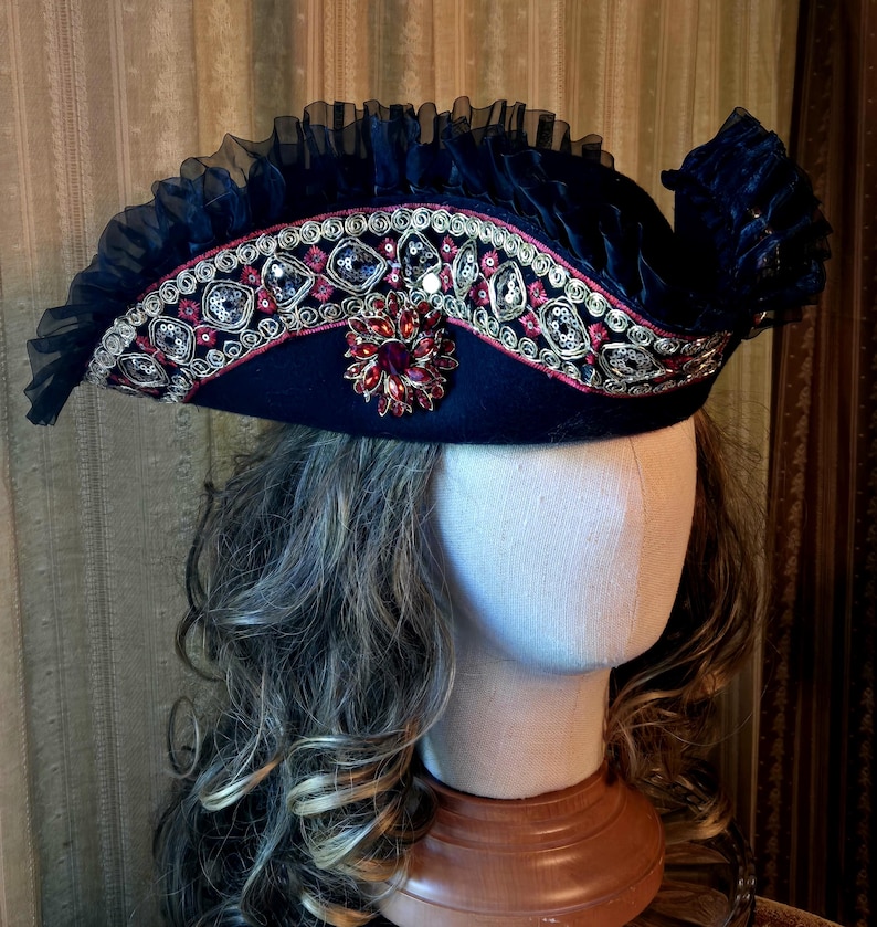 Fancy Black With Red Tricorn - Etsy