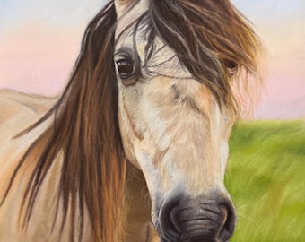 Custom Horse Equine Portrait Drawing, Personalized Handmade, Pastel Pencil Artist, Physical Drawing