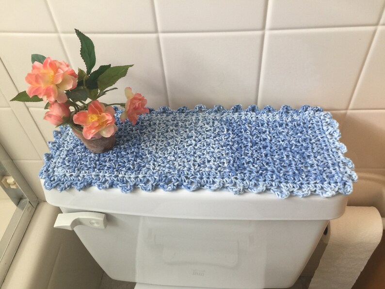 Baby Blue Toilet Tank Topper Cotton Sink Doily. Blue & White Etsy