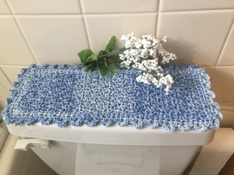 Baby Blue Toilet Tank Topper Cotton Sink Doily. Blue & White Etsy