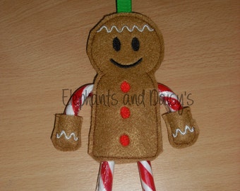 Candy Cane Gingerbread Man Embroidery design file