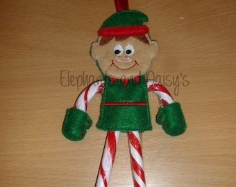 Elf Candy Cane Holder Embroidery design file