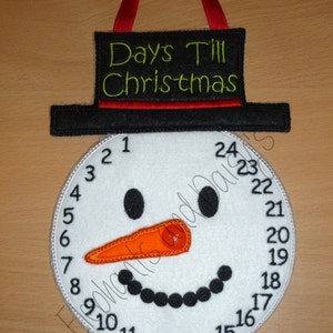 Snowman Advent Clock Embroidery design file