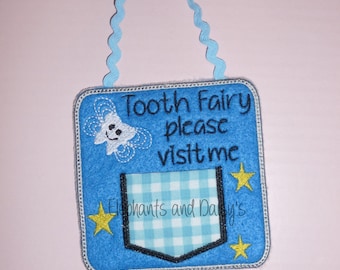 Tooth Fairy Square door hanger  Embroidery design file
