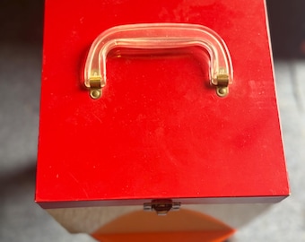 Red & White Wide Metal 7” Vinyl Record Box!