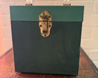 Rare Dark & Light Green Metal 7” Record Box