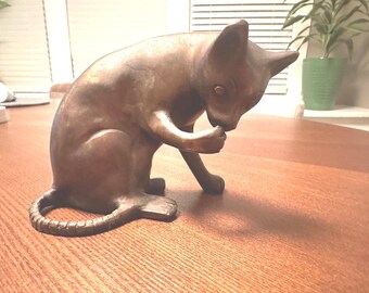 Vintage Bronze Brass Cat
