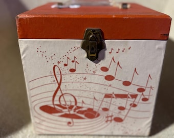 Super Rare WIDE Red & White 7” Vinyl Record Box!