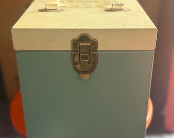 Super Clean Blue & White Metal Wide 7” Vinyl Record Box