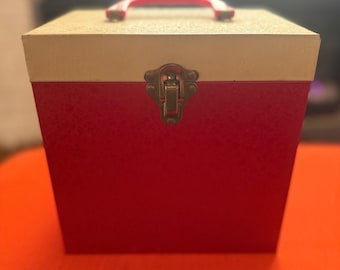 SUPER CLEAN Red & Cream Metal 7” WIDE record box
