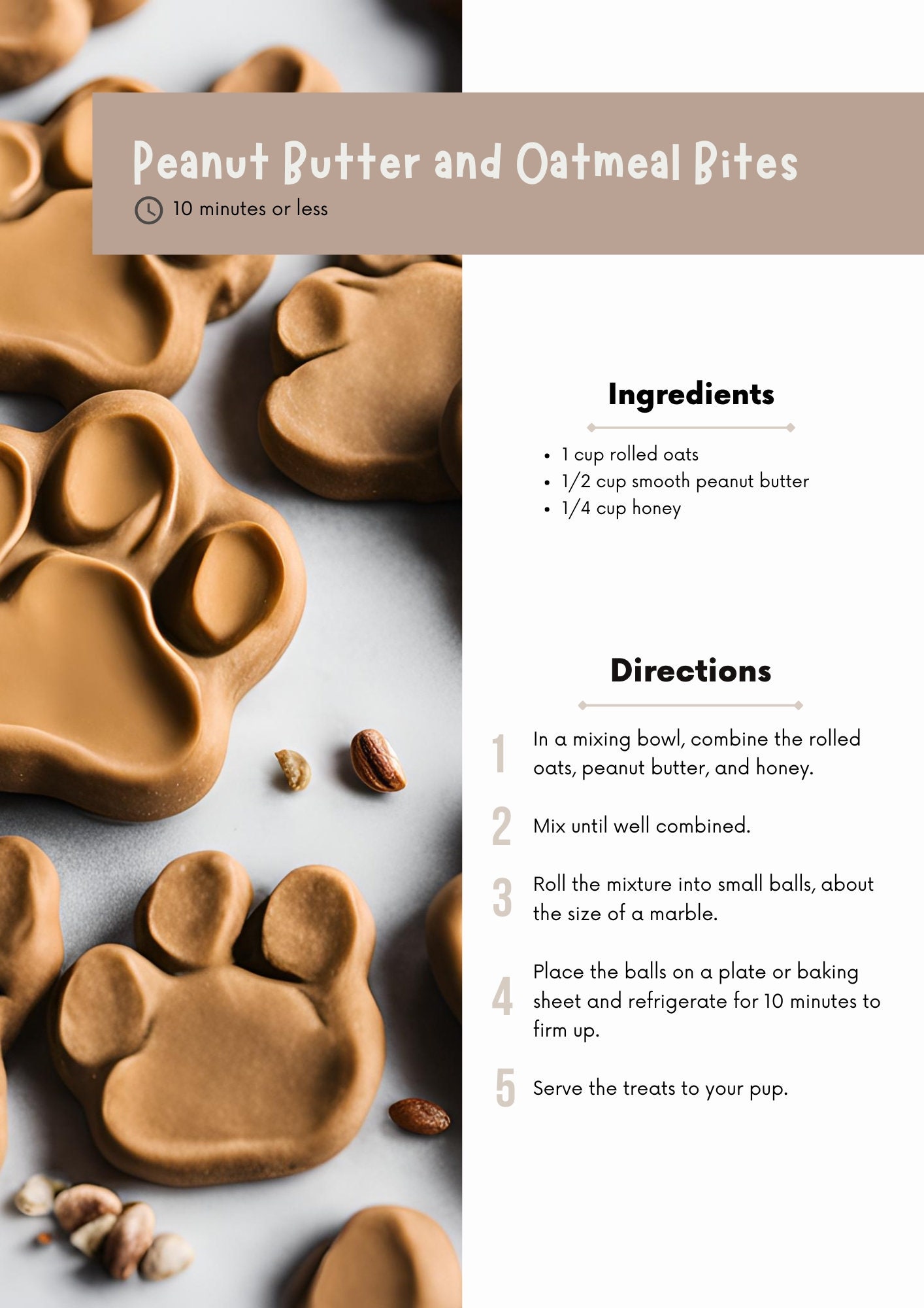Dog Treat Recipe Book & Template Homemade Treats Cookbook for Dog ...