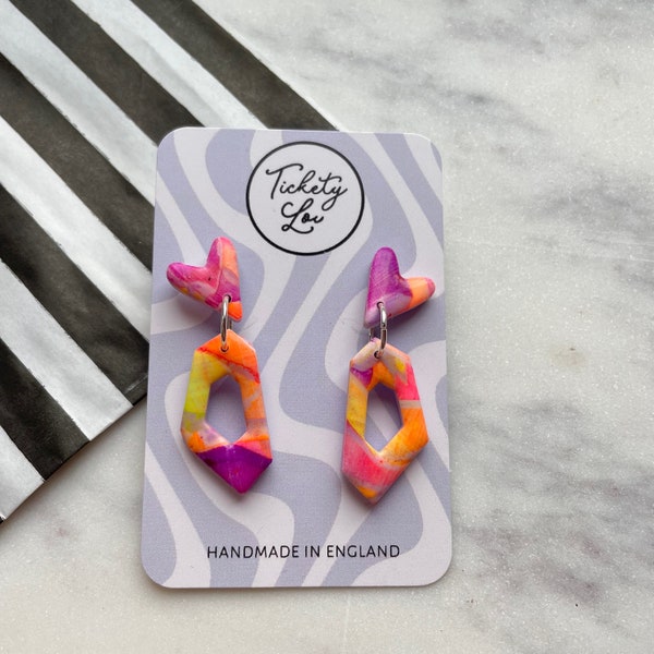 Lilac multi geo hoop earrings 3