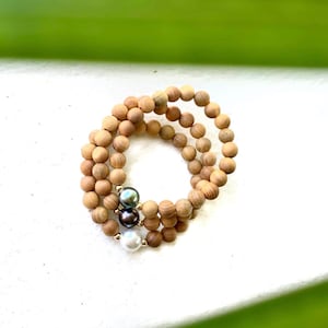 Pearl x Sandalwood Stretch Bracelet