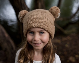 THEODORE Baby Toddler Child Pompom Bear Hat Pattern PDF