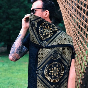 Eternal Series Pashmina / Turkish Cotton Shawl / Sacred Geometry Clothing / Festival + Streetwear Scarf