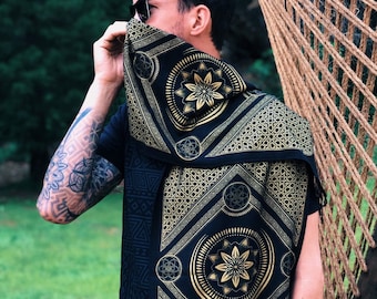 Eternal Series Pashmina / Turkish Cotton Shawl / Sacred Geometry Clothing / Festival + Streetwear Scarf