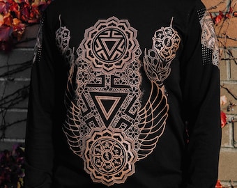 Ascendant Chakra Long Sleeve Shirt / Sacred Geometry Clothing / Festival + Streetwear