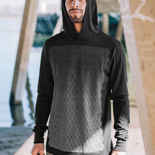 Texture Men's Long Sleeve Hoodie / Sacred Geometry Clothing / Festival + Streetwear