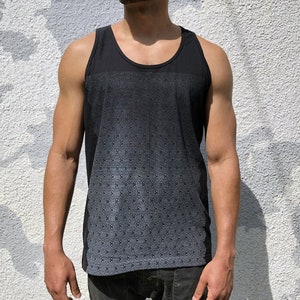 Texture-tanktop heren / kleding heilige geometrie / festival en streetwear