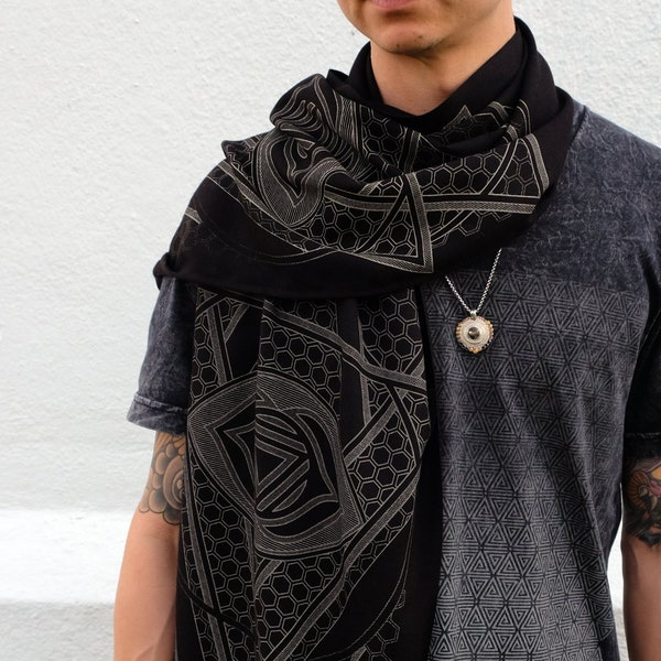 Third Eye Chakra Pashmina / Turkish Cotton Shawl / Sacred Geometry Clothing / Festival + Streetwear Scarf