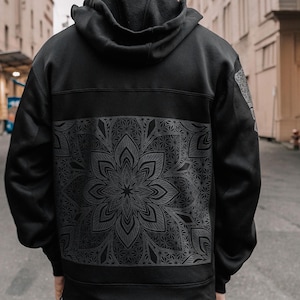 Chaqueta técnica Vitality / Sudadera con cremallera impermeable Sacred Geometry / Sudadera con capucha para festivales y ropa urbana