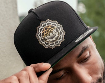 Lotus Snapback 5 Panel Hat /Sacred Geometry Clothing / Festival + Streetwear Hat