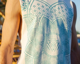 Superbloom Men's Sleeveless Shirt / Sacred Geometry Tank Top / Festival + Streetwear