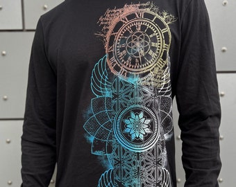 Time Capsule Long Sleeve Hoodie / Sacred Geometry Clothing / Festival + Streetwear