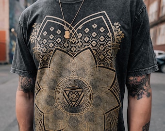 Superbloom Men's Shirt / Stonewashed Sacred Geometry T-shirt / Men's  Festival Streetwear