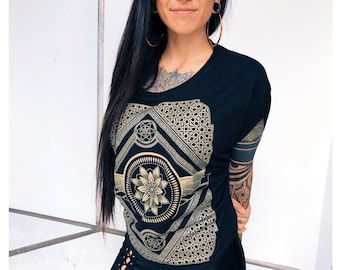 Eternal Series Women's Bamboo Poncho / Sacred Geometry Clothing / Festival + Streetwear