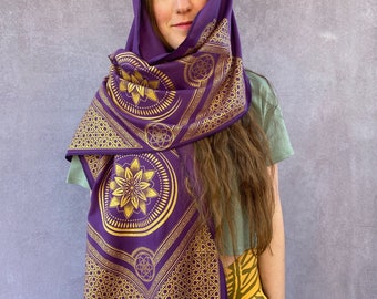 Eternal Series Pashmina / Turkish Cotton Shawl / Sacred Geometry Clothing / Festival + Streetwear Scarf