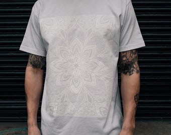White on White Shirt / Sacred Geometry T-shirt / Unisex Festival Streetwear