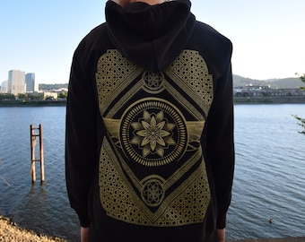 Eternal Series Zip-up Hoodie / Sacred Geometry + Moroccan Design / Festival Clothing + Streetwear