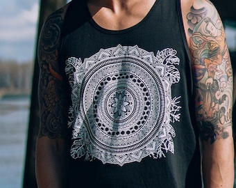 Cassady Bell x Rythmatix Mandala Tank  / Sacred Geometry Sleeveless Shirt / Festival + Streetwear + Yoga Clothing