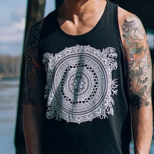 Cassady Bell x Rythmatix Mandala Tank / Heilige Geometrie Ärmelloses Shirt / Festival + Streetwear + Yoga Kleidung