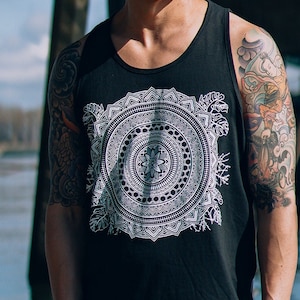 Cassady Bell x Rythmatix Mandala Tank  / Sacred Geometry Sleeveless Shirt / Festival + Streetwear + Yoga Clothing