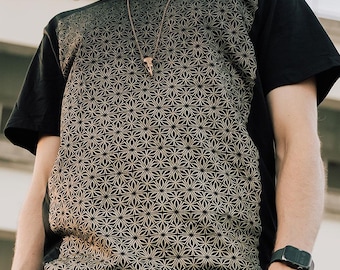 Prism Space Shirt / Men's Sacred Geometry T-Shirt / Gold ink / Festival Streetwear