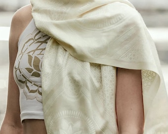 Weißer türkischer Baumwolle Pashmina Schal, Sacred Geometry Festival Schal