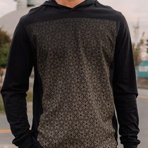 Prism Space Long Sleeve Hoodie / Men&#39;s Sacred Geometry Festival Pullover / Streetwear Yoga Long Sleeve