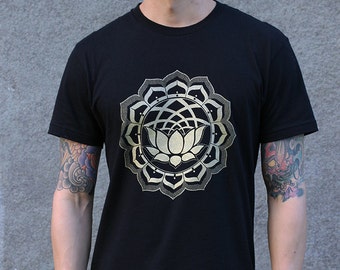 Lotus Icon Shirt / Unisex Sacred Geometry Clothing / Festival + Streetwear