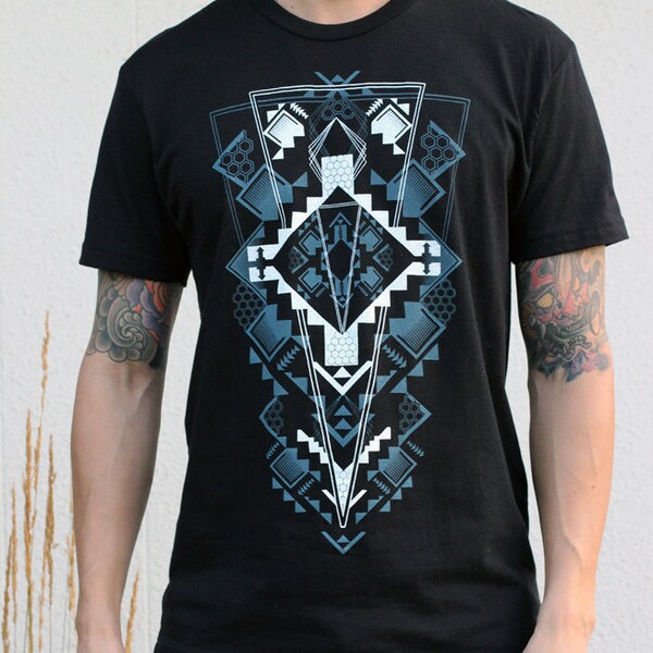 Mens scherm afdrukken zwart Shirt - honingraat patroon - Urban Street Wear - NIETIGVERKLAARDE lagen